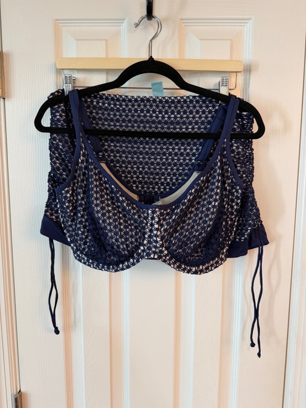 Panache Navy Crochet Underwire Bikini set with Overlay